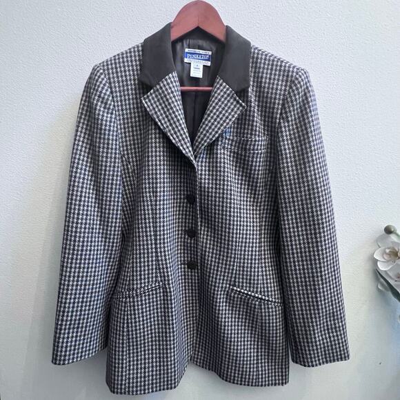 REAR Vintage Pendleton Blazer 100% Virgin Wool Tweed Houndstooth Women's Size 8 - Picture 1 of 8